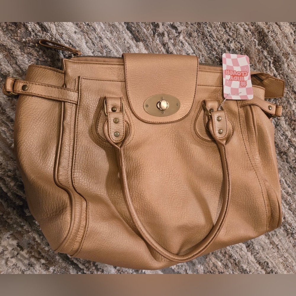 mark. Gold and Tan Satchel with Elegant Design